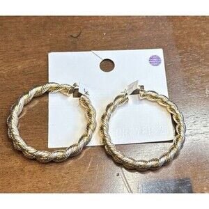 NWT Forever 21 hoop earrings Large Twisted Rope Pattern  silver gold tones